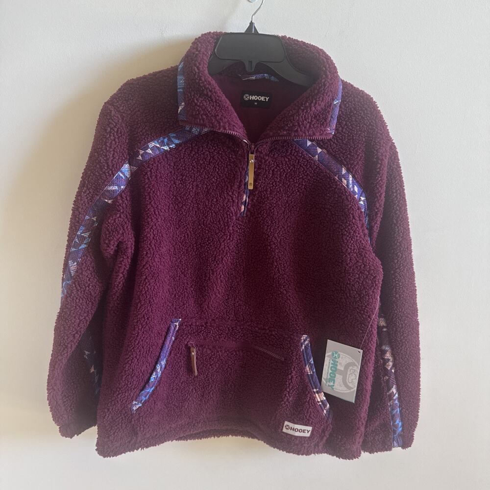 New Hooey Sherpa Pullover Womens Medium Fleece Jersey Lined Aztec Southwestern